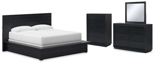 Londer Panel Bed With Mirrored Dresser And Chest