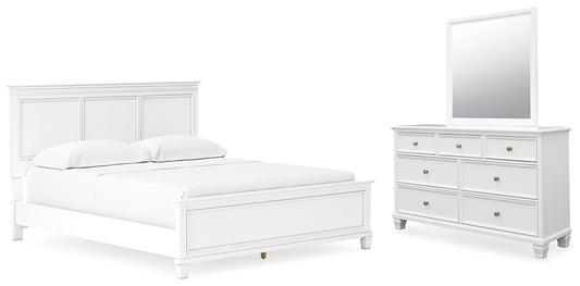 Fortman California Panel Bed With Mirrored Dresser