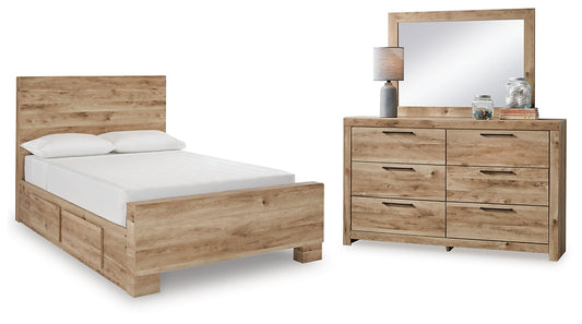Hyanna Panel Bed With Storage With Mirrored Dresser