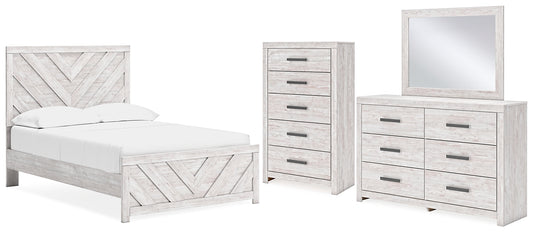 Cayboni Panel Bed With Mirrored Dresser And Chest