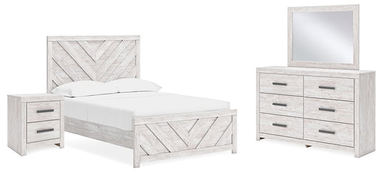 Cayboni Panel Bed With Mirrored Dresser And Nightstand