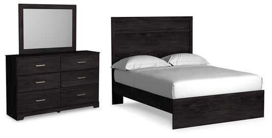 Belachime Panel Bed With Mirrored Dresser