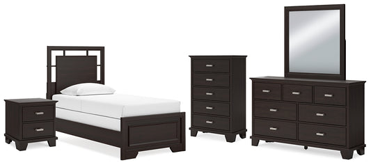 Covetown Panel Bed With Mirrored Dresser, Chest And Nightstand
