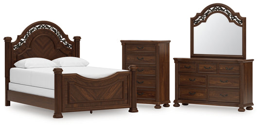 Lavinton Poster Bed With Mirrored Dresser And Chest