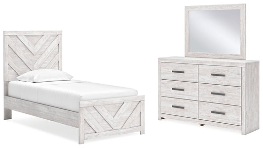 Cayboni Panel Bed With Mirrored Dresser