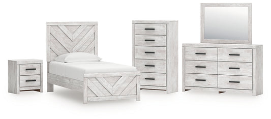 Cayboni Panel Bed With Mirrored Dresser, Chest And Nightstand