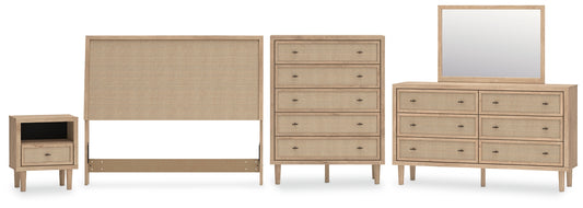 Cielden Panel Headboard With Mirrored Dresser, Chest And Nightstand