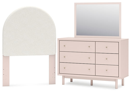 Wistenpine Upholstered Panel Headboard With Mirrored Dresser