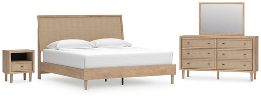 Cielden Panel Bed With Mirrored Dresser And Nightstand