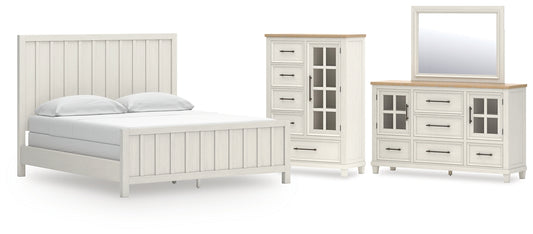 Shaybrock California Panel Bed With Mirrored Dresser And Chest