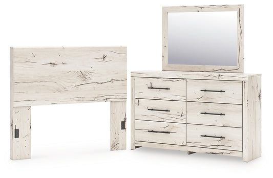 Lawroy Panel Headboard With Mirrored Dresser