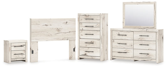 Lawroy Panel Headboard With Mirrored Dresser, Chest And Nightstand