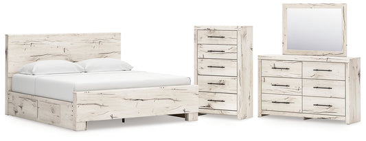 Lawroy Panel Bed With Mirrored Dresser And Chest