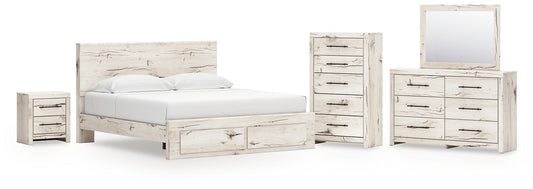 Lawroy Panel Storage Bed With Mirrored Dresser, Chest And Nightstand