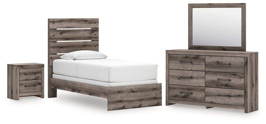 Graystorm Panel Bed With Mirrored Dresser And Nightstand
