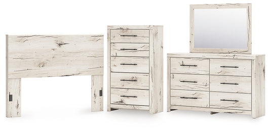 Lawroy Panel Headboard With Mirrored Dresser And Chest