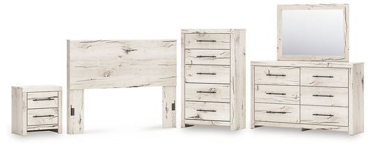 Lawroy Panel Headboard With Mirrored Dresser, Chest And Nightstand