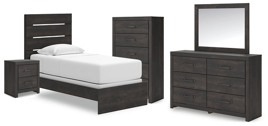 Hollivern Panel Bed With Mirrored Dresser, Chest And Nightstand