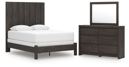 Fraluna Panel Bed With Mirrored Dresser