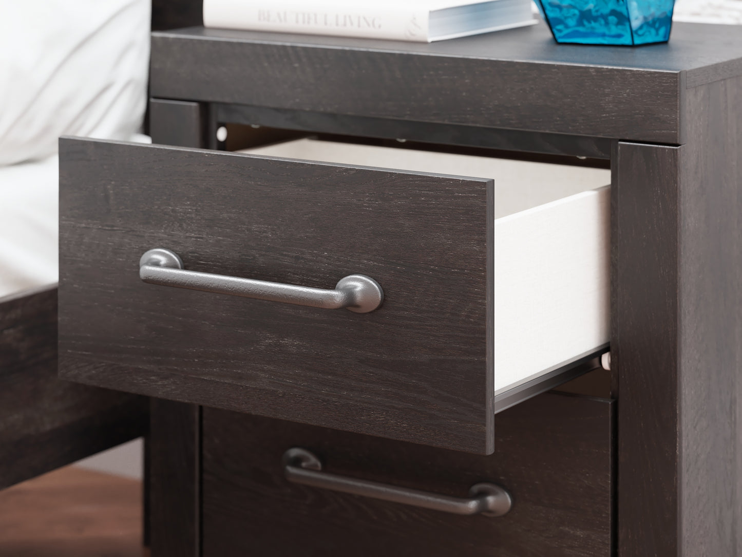 Hollivern Panel Storage Bed With Mirrored Dresser And Nightstand