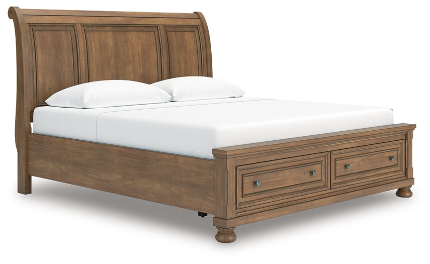 Feddinger Storage Sleigh Bed With Mirrored Dresser, Chest And Nightstand