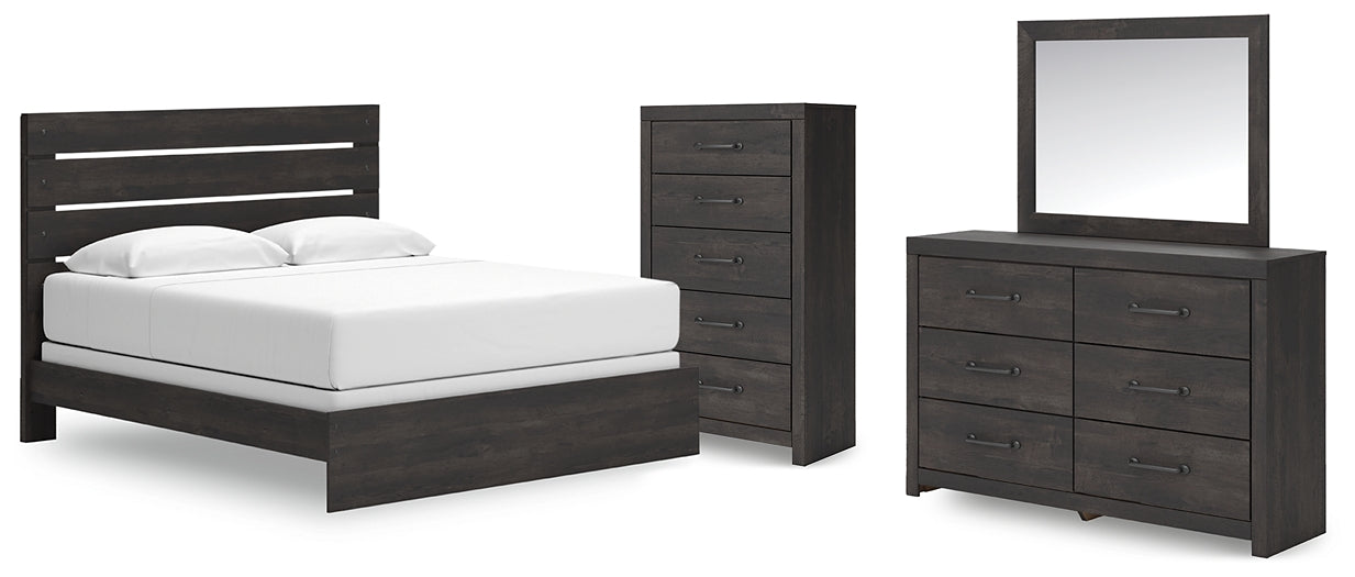 Hollivern Panel Bed With Mirrored Dresser And Chest