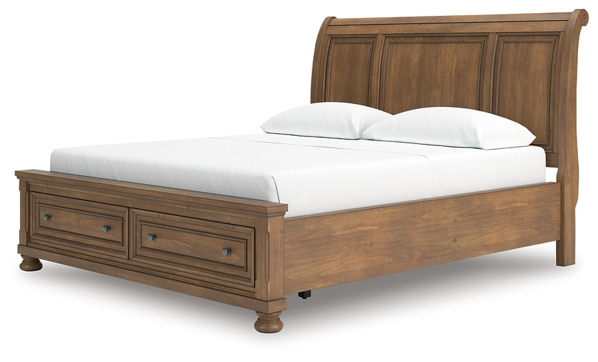 Feddinger California Storage Sleigh Bed With Mirrored Dresser And Nightstand