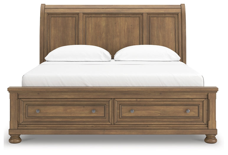 Feddinger California Storage Sleigh Bed With Mirrored Dresser, Chest And Nightstand