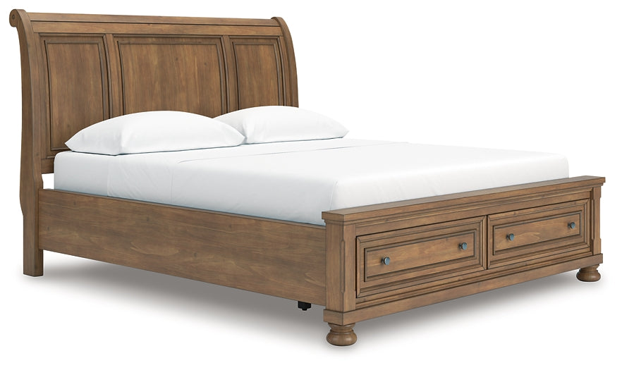 Feddinger California Storage Sleigh Bed With Mirrored Dresser, Chest And Nightstand