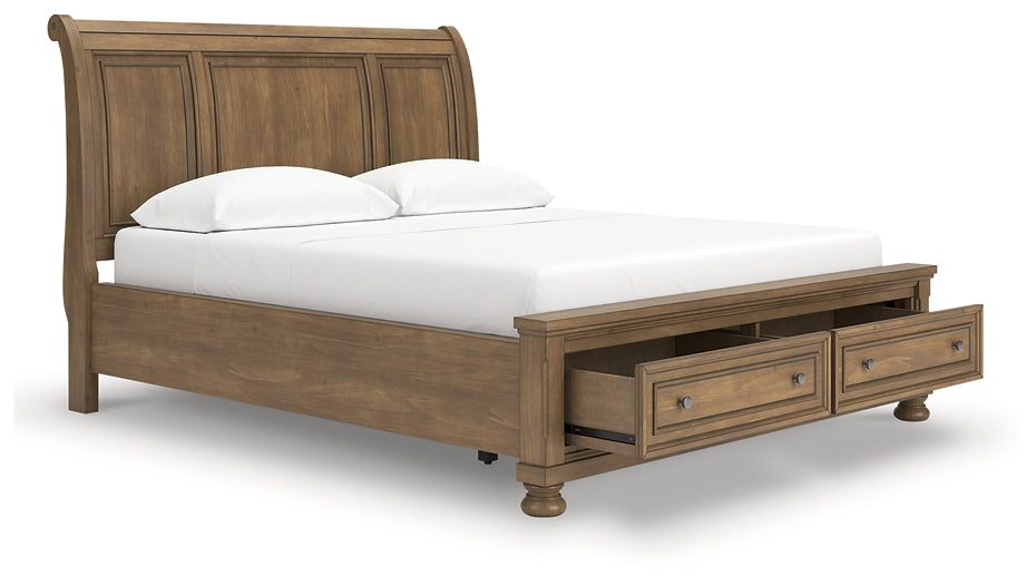 Feddinger California Storage Sleigh Bed With Mirrored Dresser, Chest And Nightstand