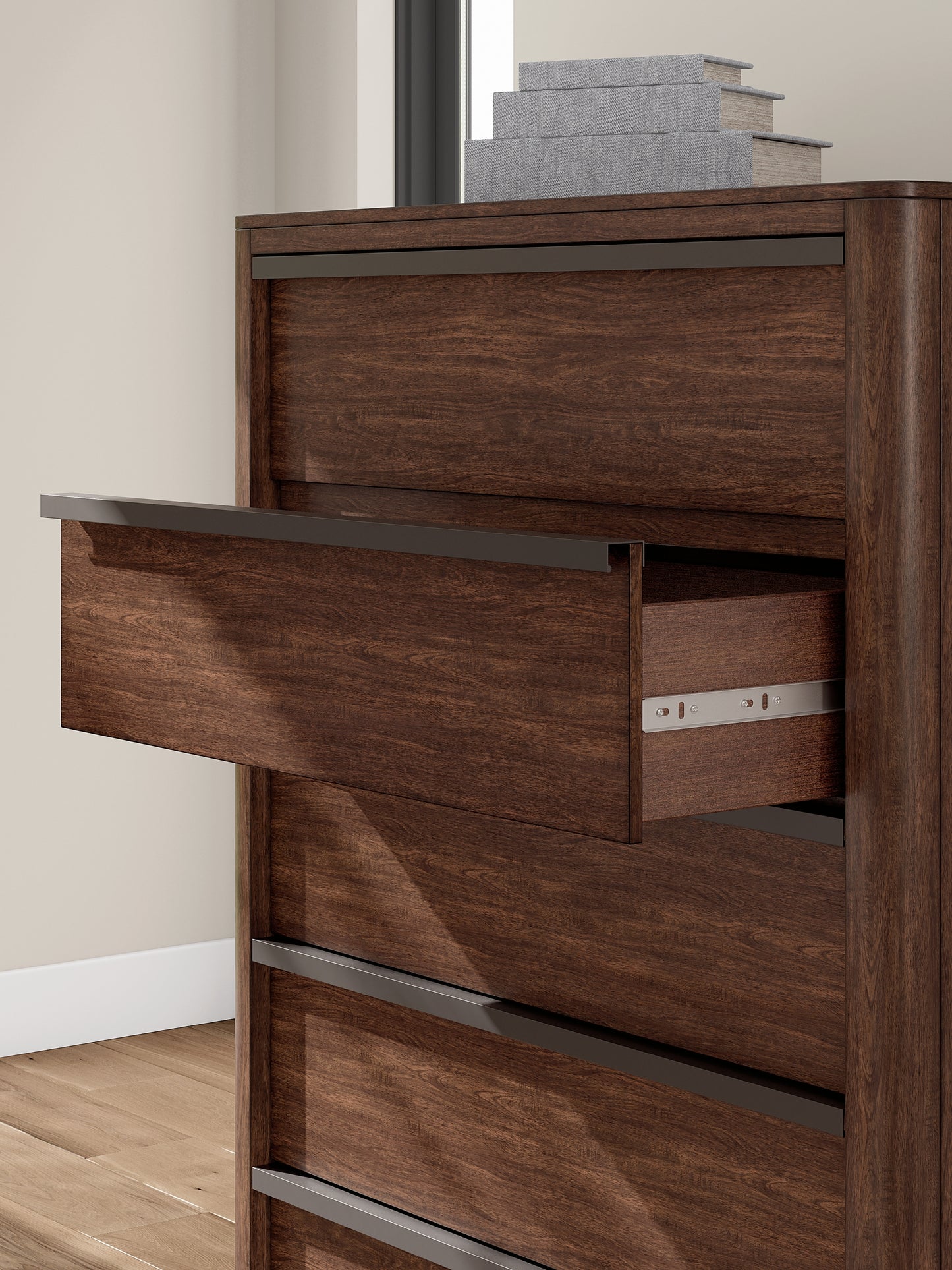 Dilenno California Canopy Bed With Mirrored Dresser And Chest