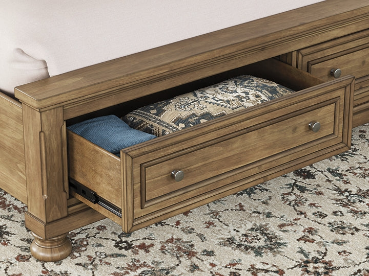Feddinger Storage Sleigh Bed With Mirrored Dresser And Chest