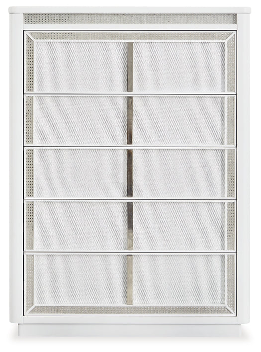 Chalanna Upholstered Storage Bed With Mirrored Dresser And Chest