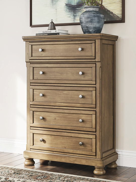 Feddinger Panel Bed With Mirrored Dresser And Chest