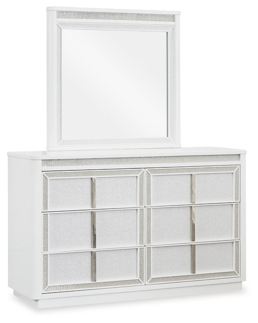 Chalanna Upholstered Storage Bed With Mirrored Dresser, Chest And Nightstand