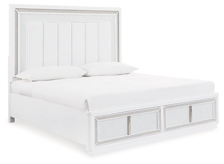 Chalanna Upholstered Storage Bed With Mirrored Dresser, Chest And Nightstand