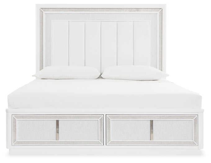 Chalanna Upholstered Storage Bed With Mirrored Dresser, Chest And Nightstand
