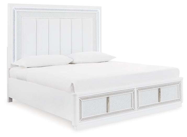 Chalanna Upholstered Storage Bed With Mirrored Dresser, Chest And Nightstand