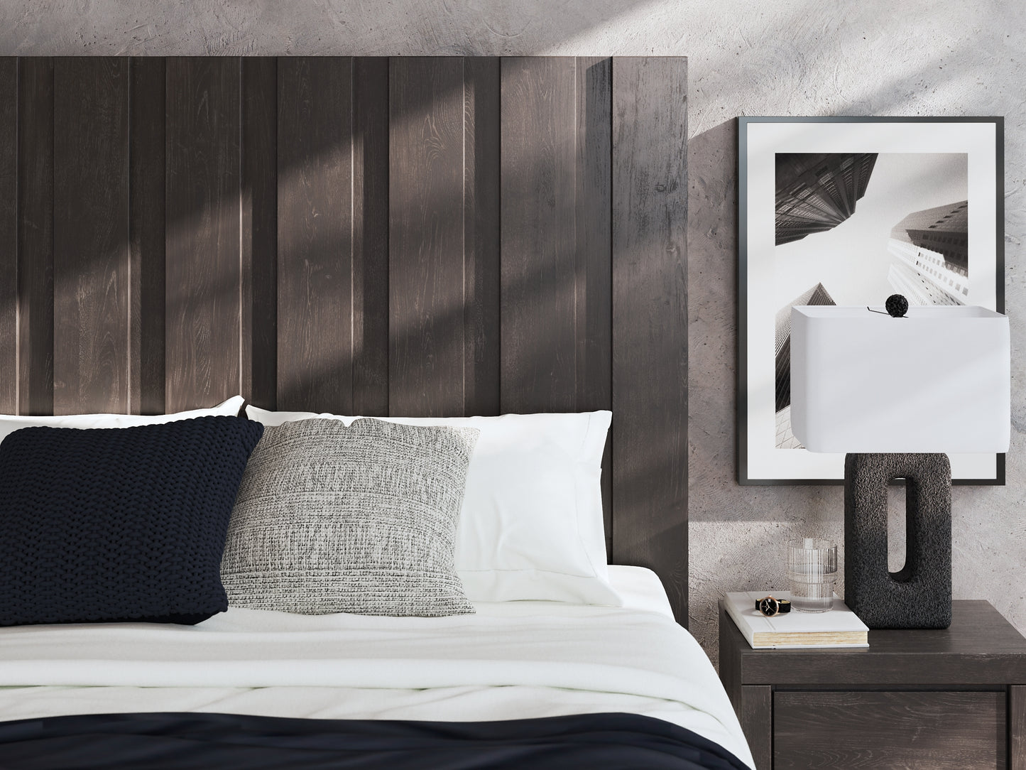 Panel Storage Bed With Mirrored Dresser