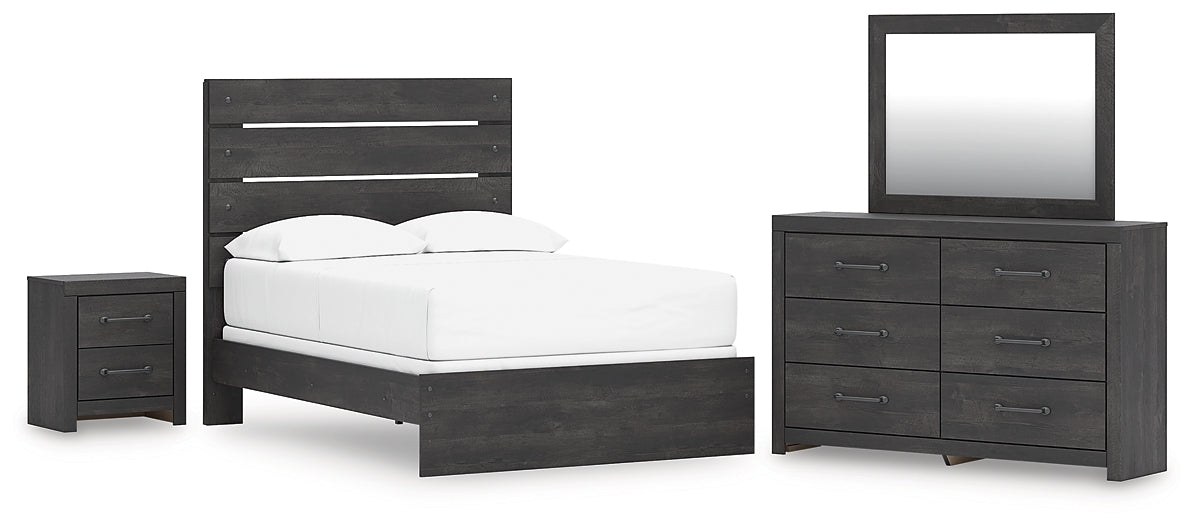 Hollivern Panel Bed With Mirrored Dresser And Nightstand