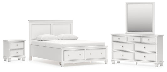 Fortman Panel Storage Bed With Mirrored Dresser And Nightstand