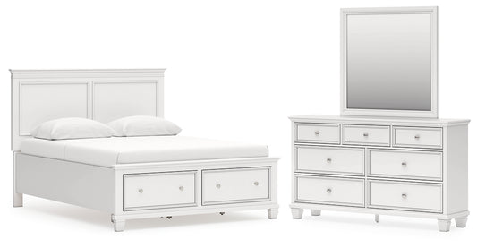 Fortman Panel Storage Bed With Mirrored Dresser