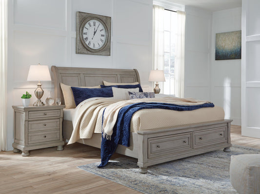 Lettner California Sleigh Bed With 2 Storage Drawers