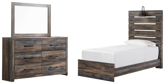 Drystan Panel Bed With Mirrored Dresser