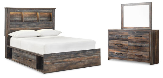Drystan Bookcase Bed With 4 Storage Drawers With Mirrored Dresser
