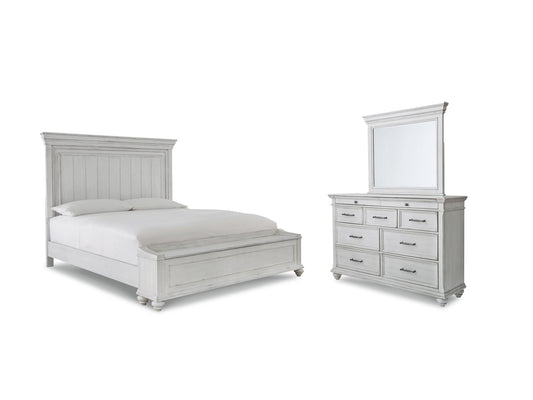 Kanwyn Panel Bed With Storage Bench, Dresser And Mirror