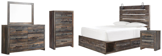 Drystan Panel Bed With 2 Storage Drawers, Dresser, Mirror, Chest And Nightstand