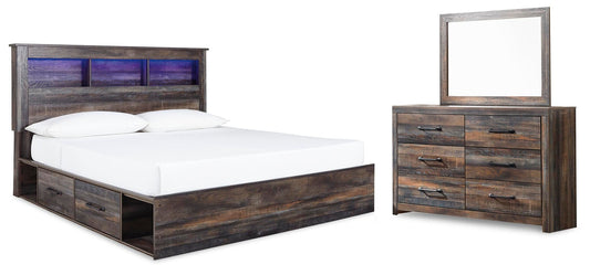 Drystan Bookcase Bed With 4 Storage Drawers With Mirrored Dresser