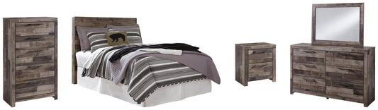 Derekson Panel Headboard Bed With Mirrored Dresser, Chest And Nightstand