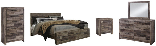 Derekson Panel Bed With 2 Storage Drawers With Mirrored Dresser, Chest And Nightstand